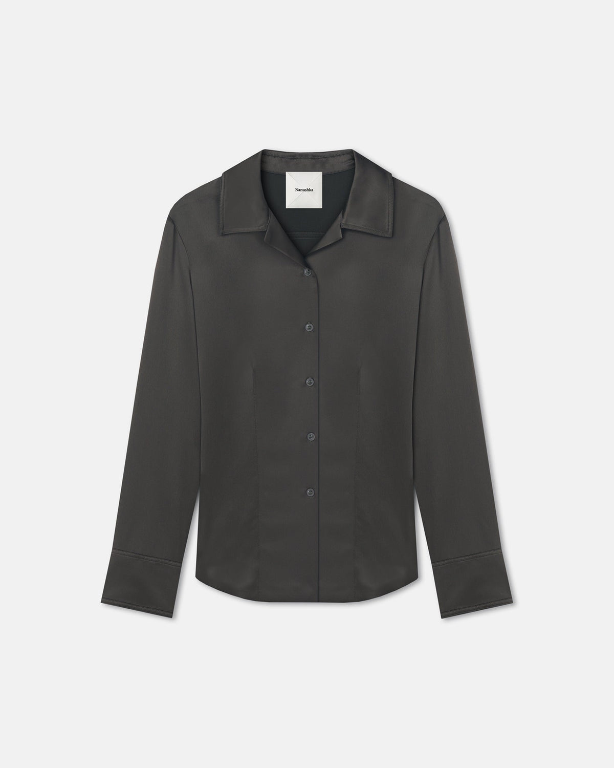 Nathalie Slip Satin Shirt - Dark Green | Nanushka