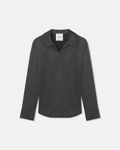 Nathalie Slip Satin Shirt - Dark Green | Nanushka