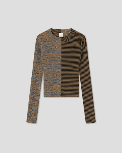 Perrie Turtleneck top - Curry Stripe/Spacedye | Nanushka