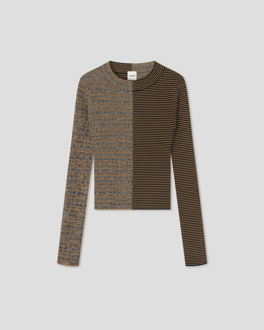 Perrie Turtleneck top - Curry Stripe/Spacedye | Nanushka