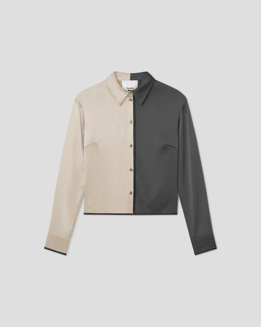 Abria Color block shirt - Eucalyptus/Midnight | Nanushka