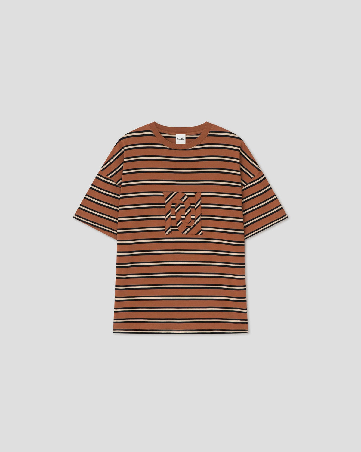 Wren Embroidered T-shirt - Tan/White/Black Stripe | Nanushka