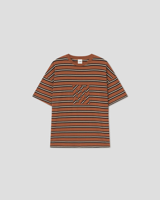 Wren Embroidered T-shirt - Tan/White/Black Stripe | Nanushka