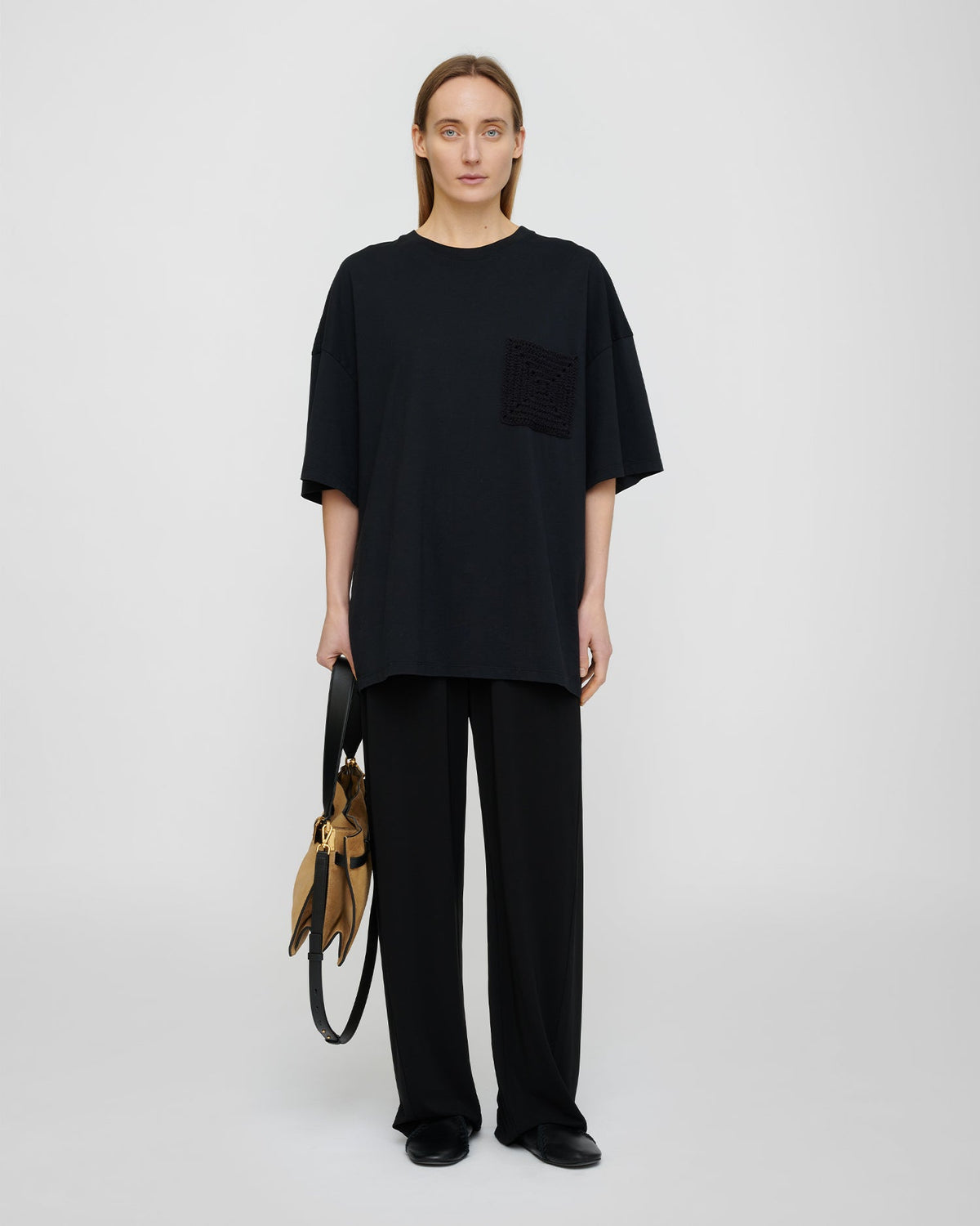 Wren Origami Crochet T-shirt - Black | Nanushka