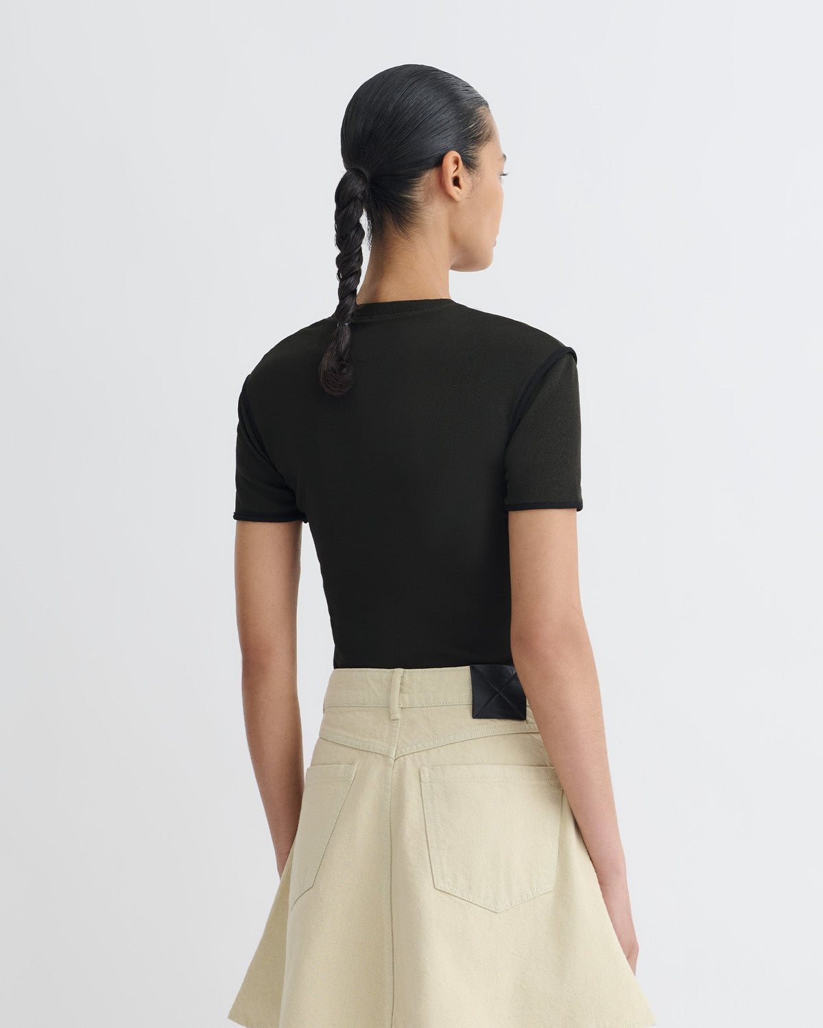 Sabelle Cropped Mesh Jersey T-Shirt - Antracite/Black | Nanushka