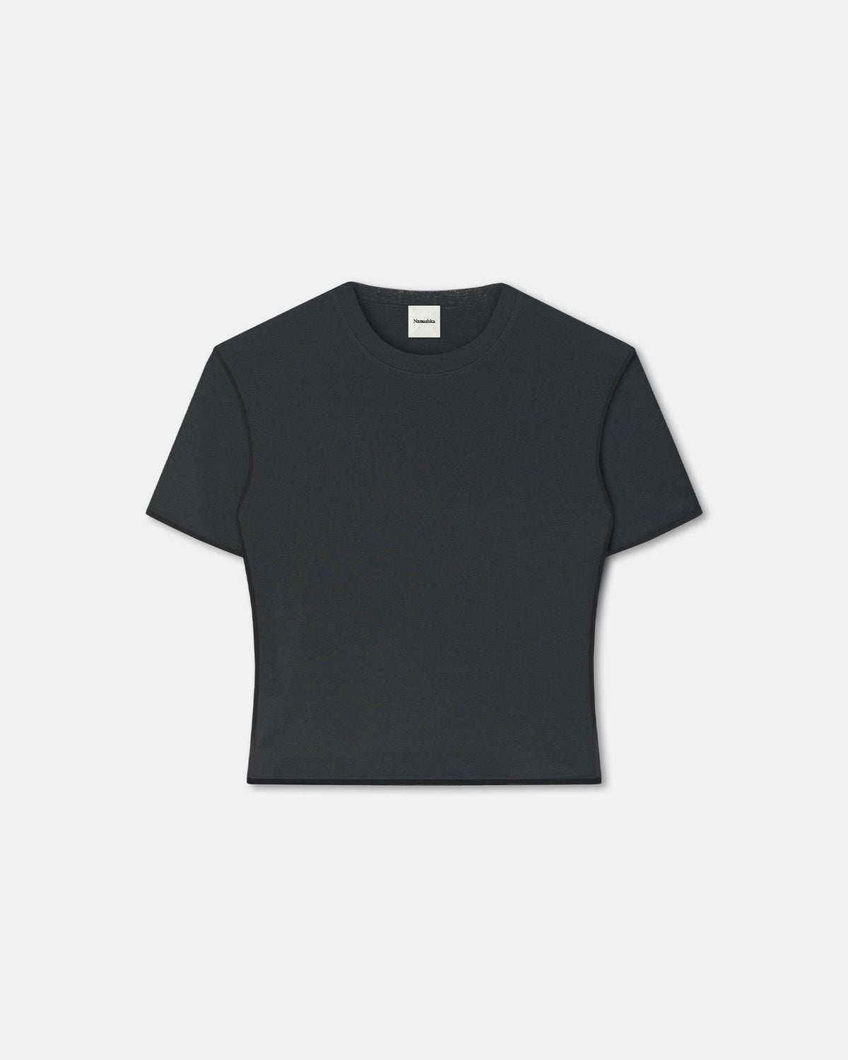 Sabelle Cropped Mesh Jersey T-Shirt - Antracite/Black | Nanushka