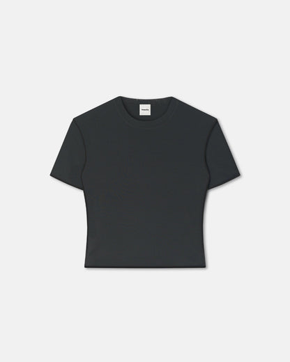Sabelle Cropped Mesh Jersey T-Shirt - Antracite/Black | Nanushka
