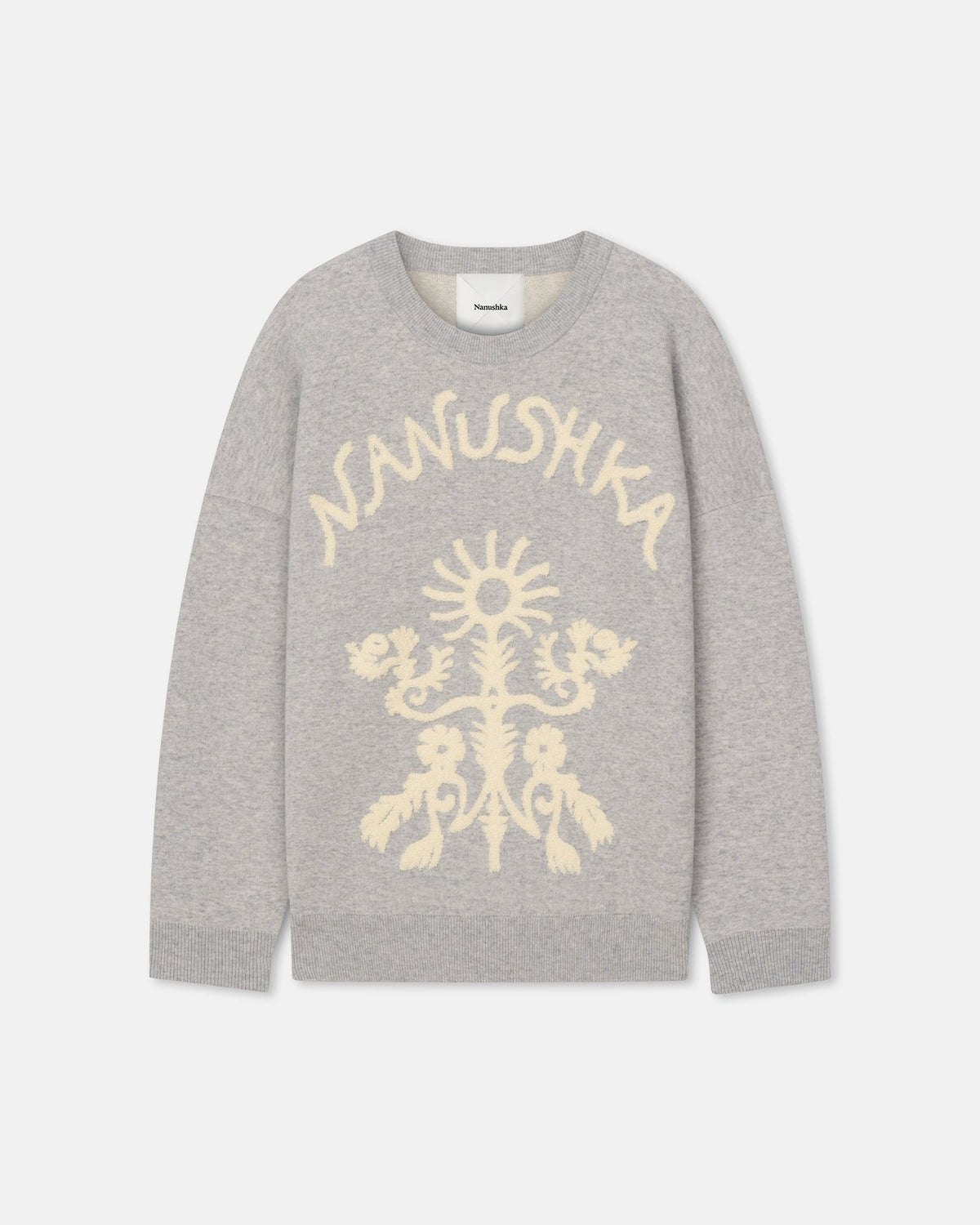 Oswin Merino sweater - Light Grey/Creme Papercut | Nanushka