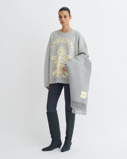 Oswin Merino sweater - Light Grey/Creme Papercut | Nanushka