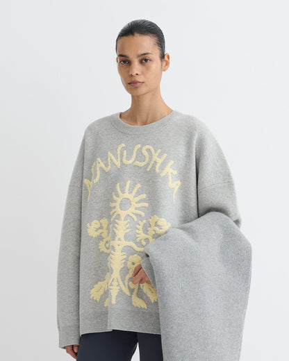 Oswin Merino sweater - Light Grey/Creme Papercut | Nanushka