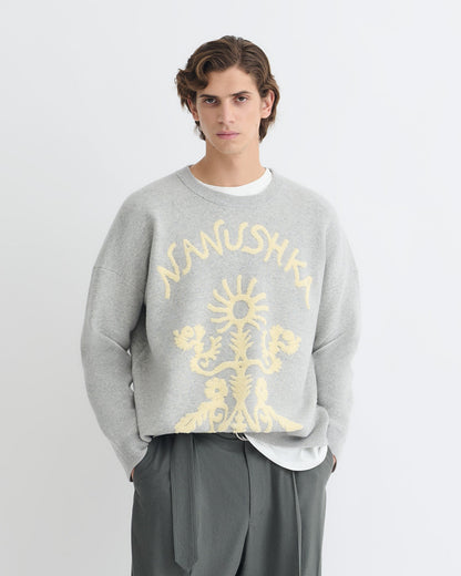 Oswin Merino sweater - Light Grey/Creme Papercut | Nanushka