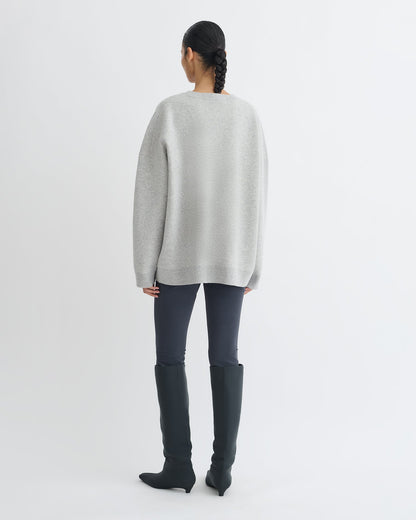 Oswin Merino sweater - Light Grey/Creme Papercut | Nanushka