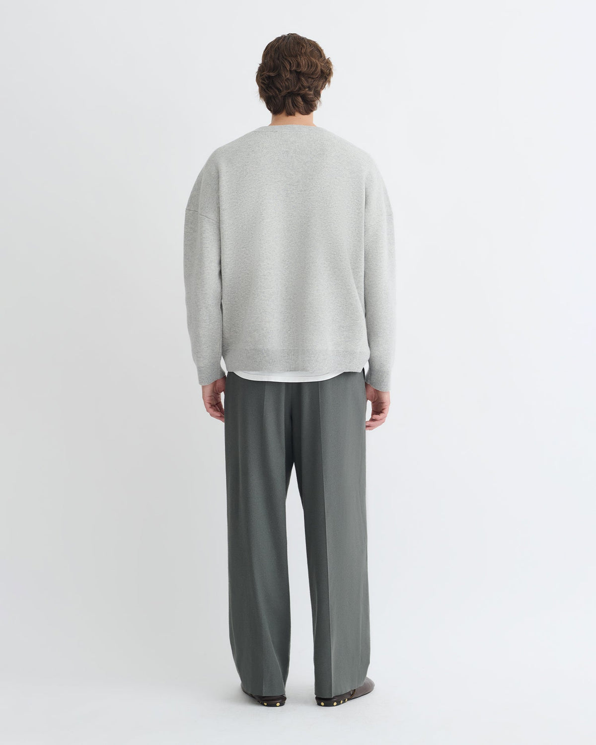 Oswin Merino sweater - Light Grey/Creme Papercut | Nanushka