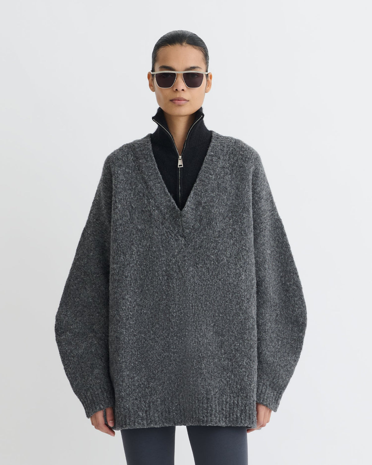 Kylen Brushed merino sweater - Charcoal/Black | Nanushka