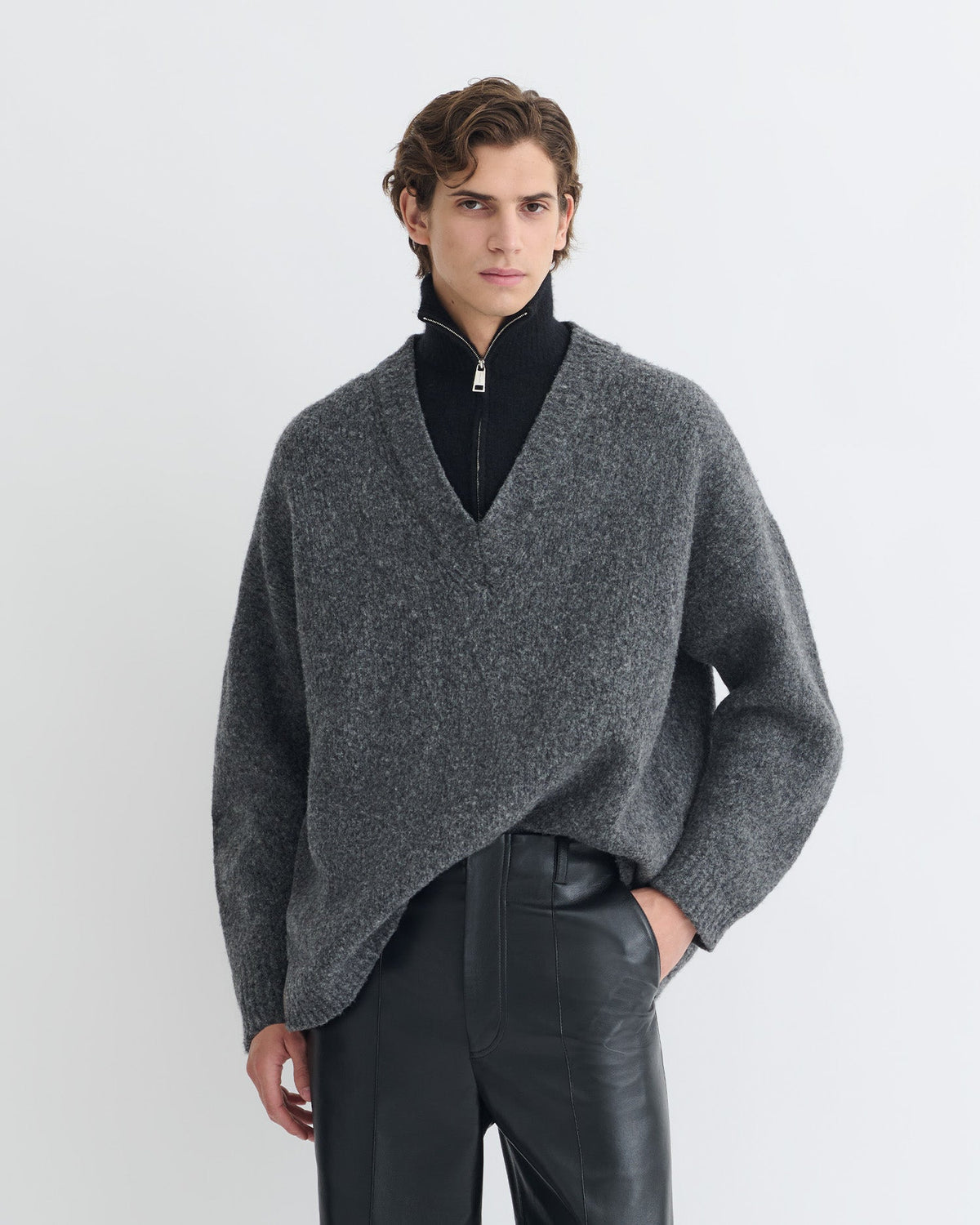 Kylen Brushed merino sweater - Charcoal/Black | Nanushka