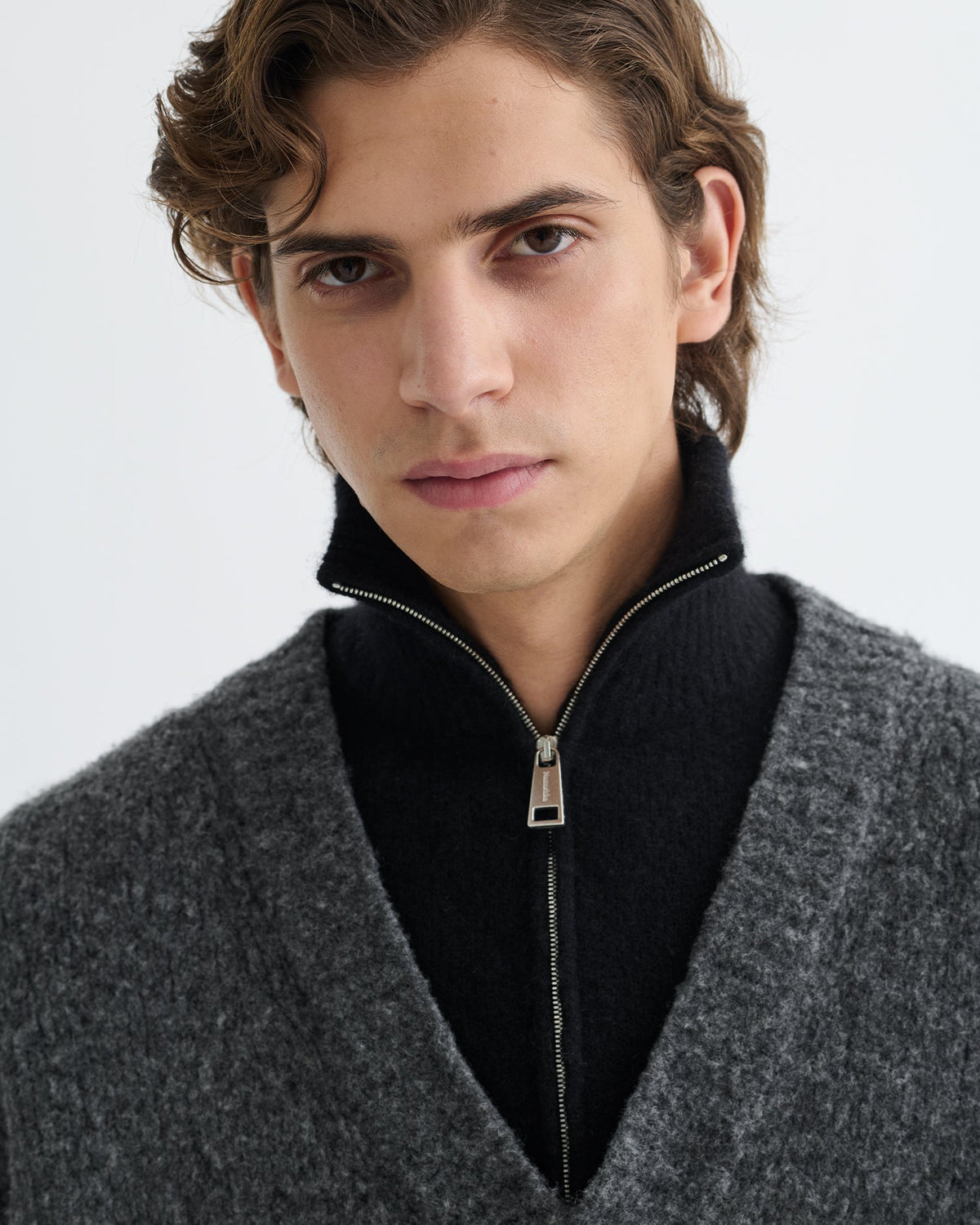 Kylen Brushed merino sweater - Charcoal/Black | Nanushka