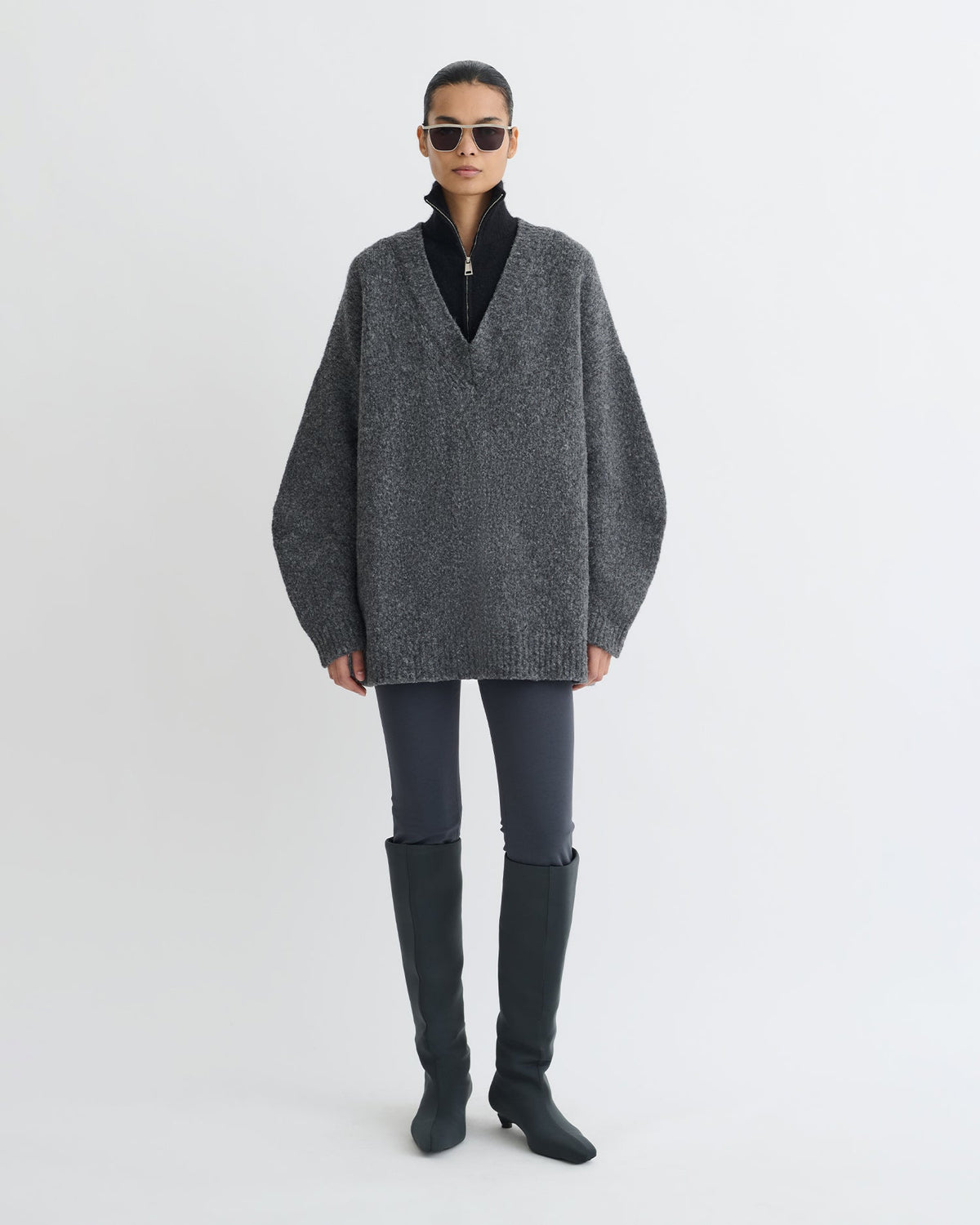 Kylen Brushed merino sweater - Charcoal/Black | Nanushka