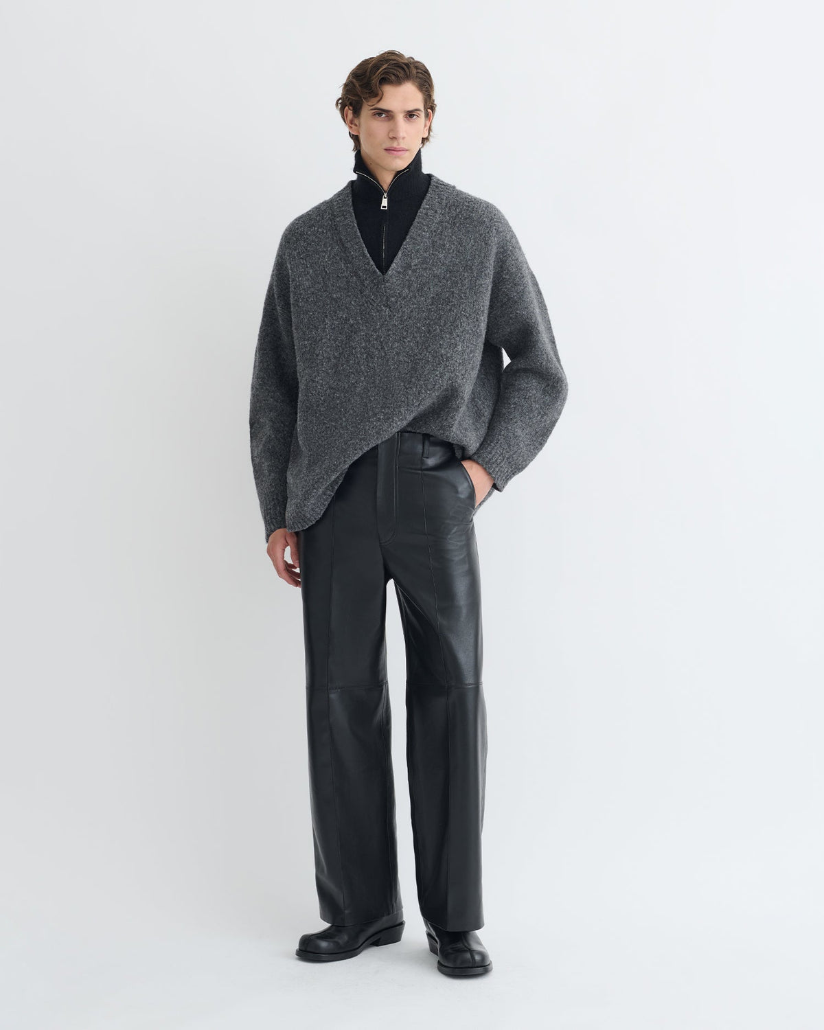 Kylen Brushed merino sweater - Charcoal/Black | Nanushka