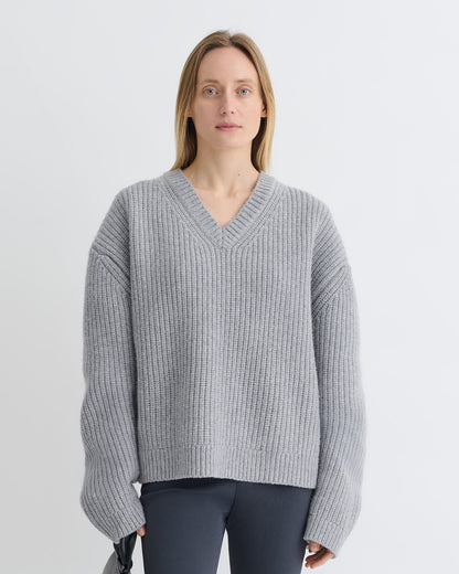 Morcar Merino and cashmere sweater - Light Grey | Nanushka