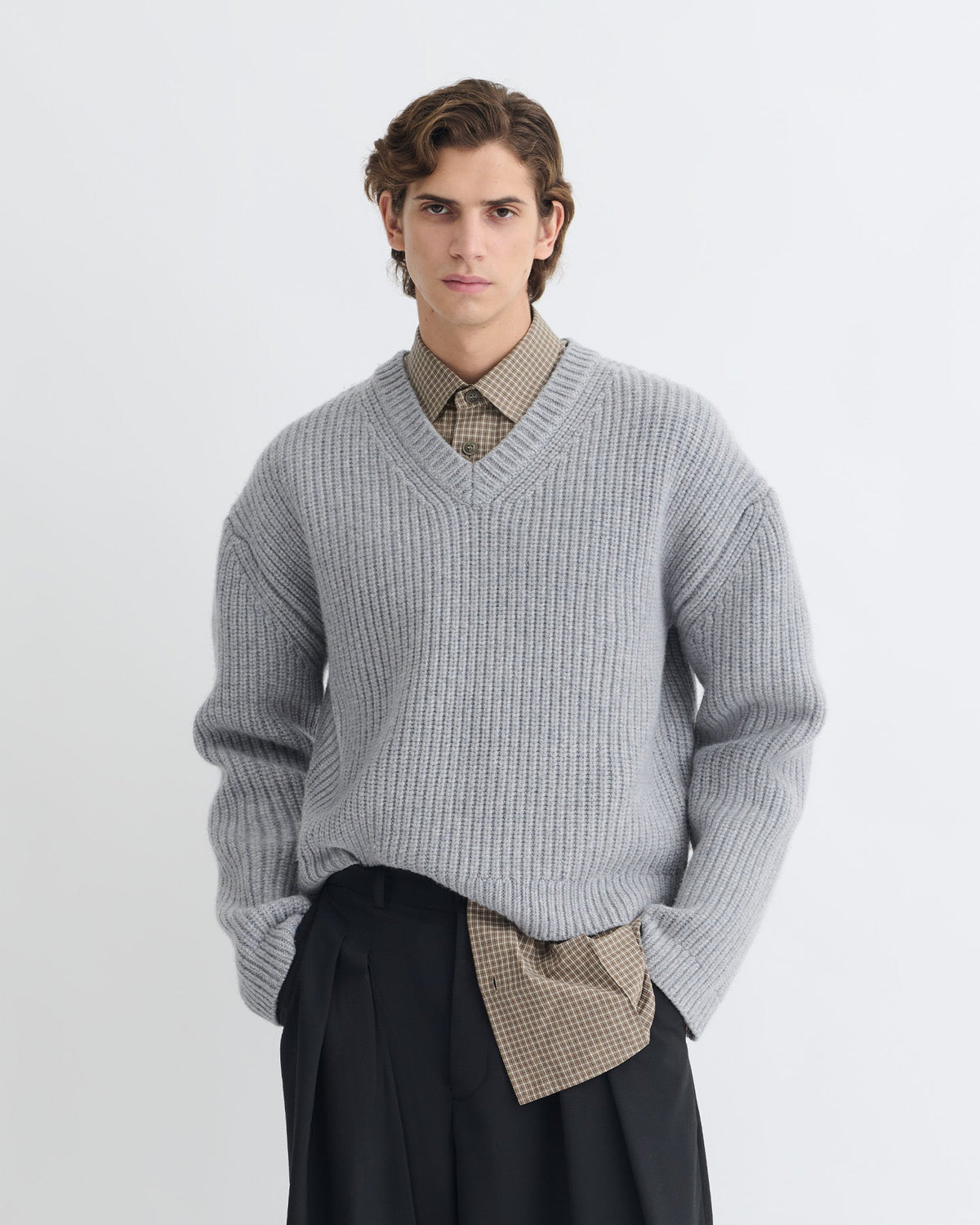 Morcar Merino and cashmere sweater - Light Grey | Nanushka