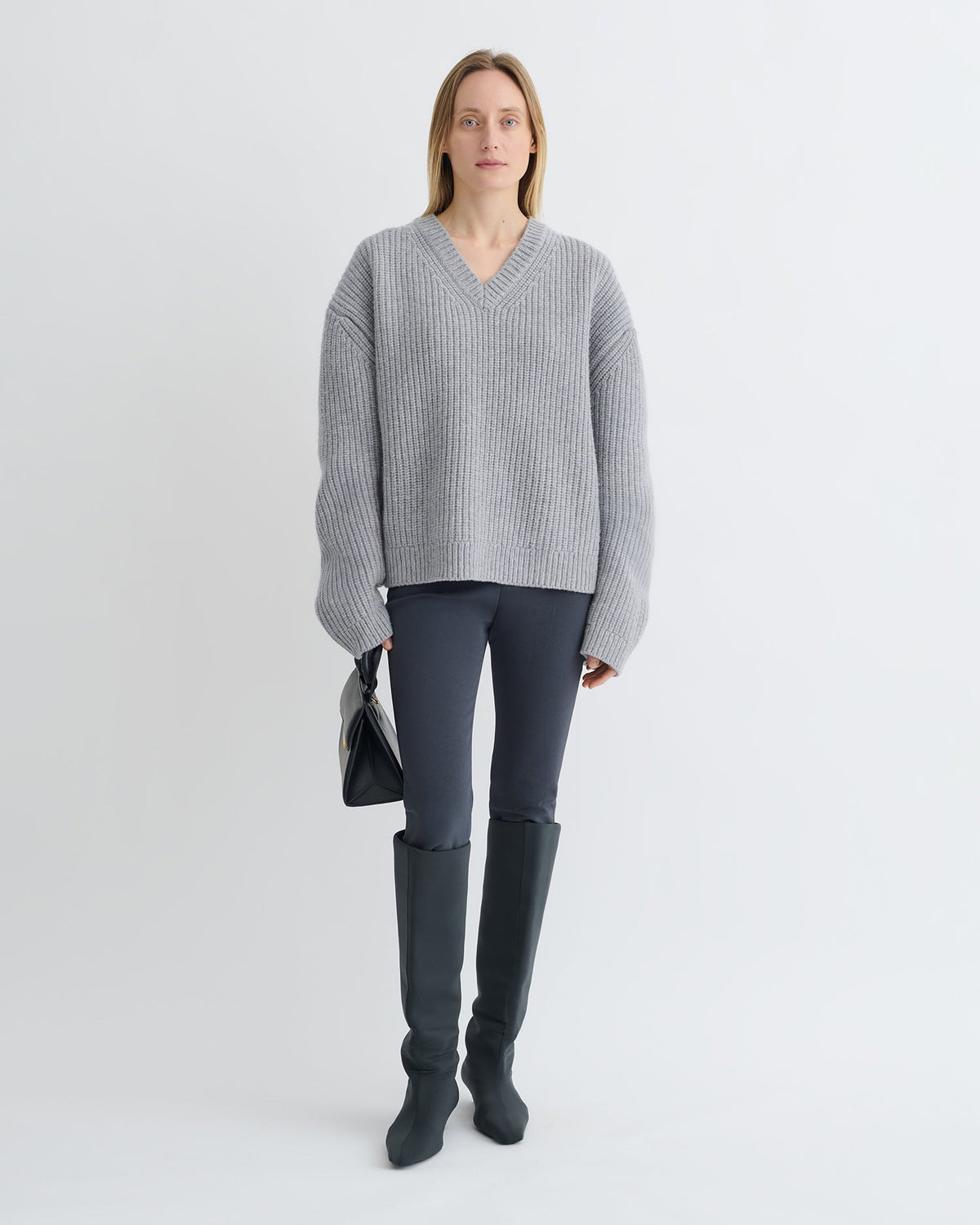 Morcar Merino and cashmere sweater - Light Grey | Nanushka