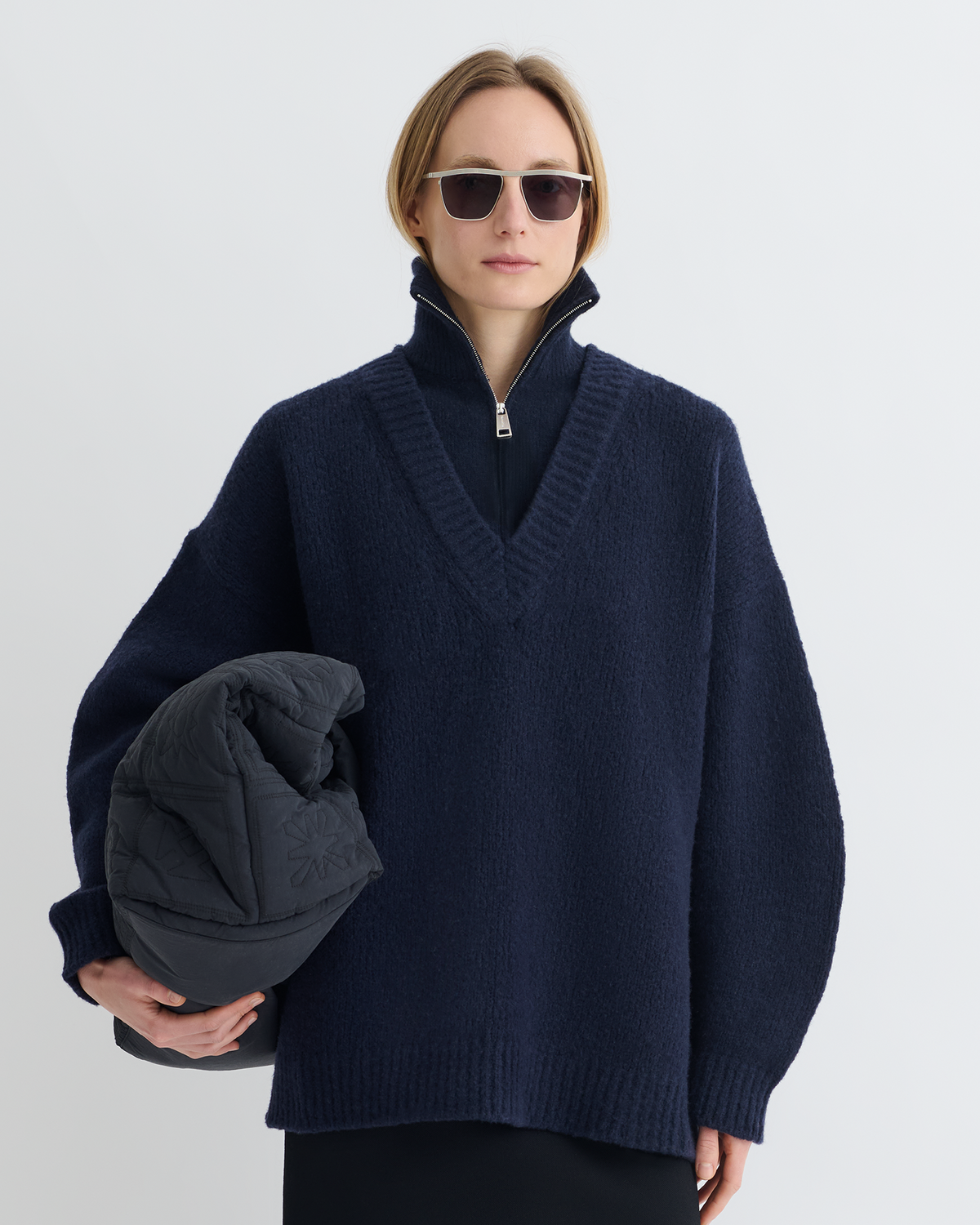 Kylen Brushed merino sweater - Navy | Nanushka