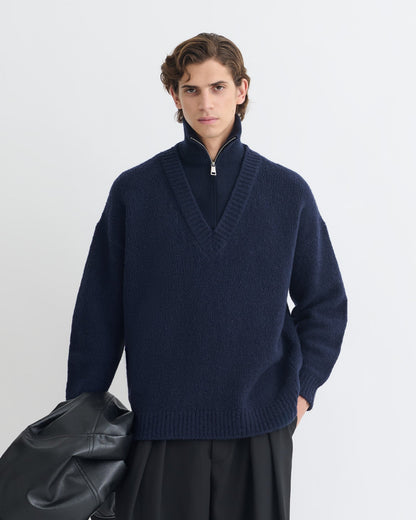 Kylen Brushed merino sweater - Navy | Nanushka