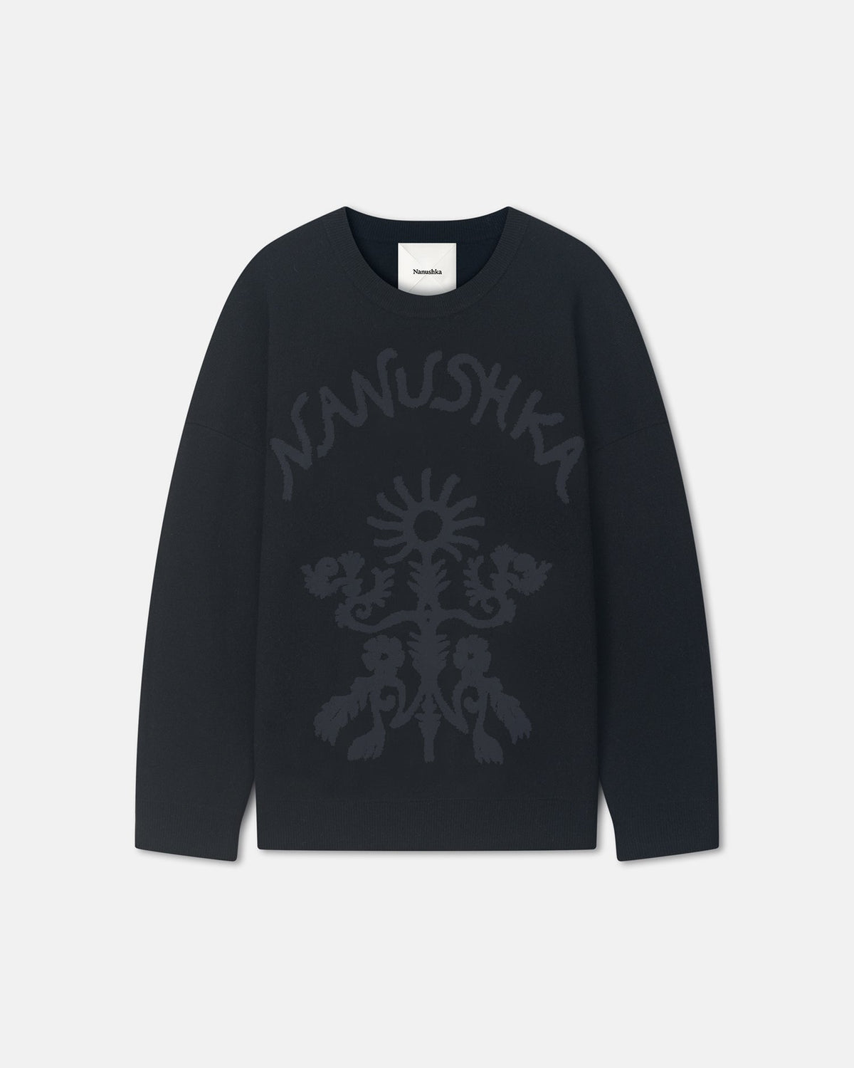 Oswin Merino sweater - Black/Off Black Papercut | Nanushka