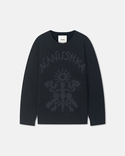 Oswin Merino sweater - Black/Off Black Papercut | Nanushka