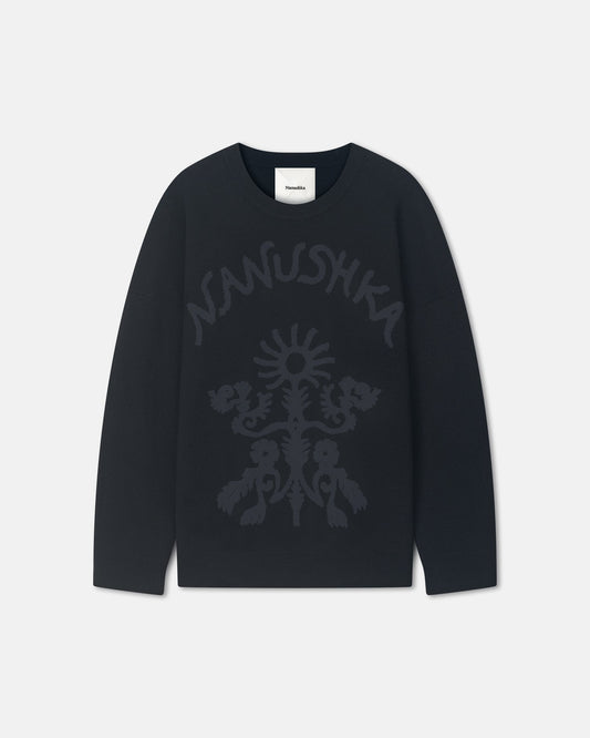 Oswin Merino sweater - Black/Off Black Papercut | Nanushka
