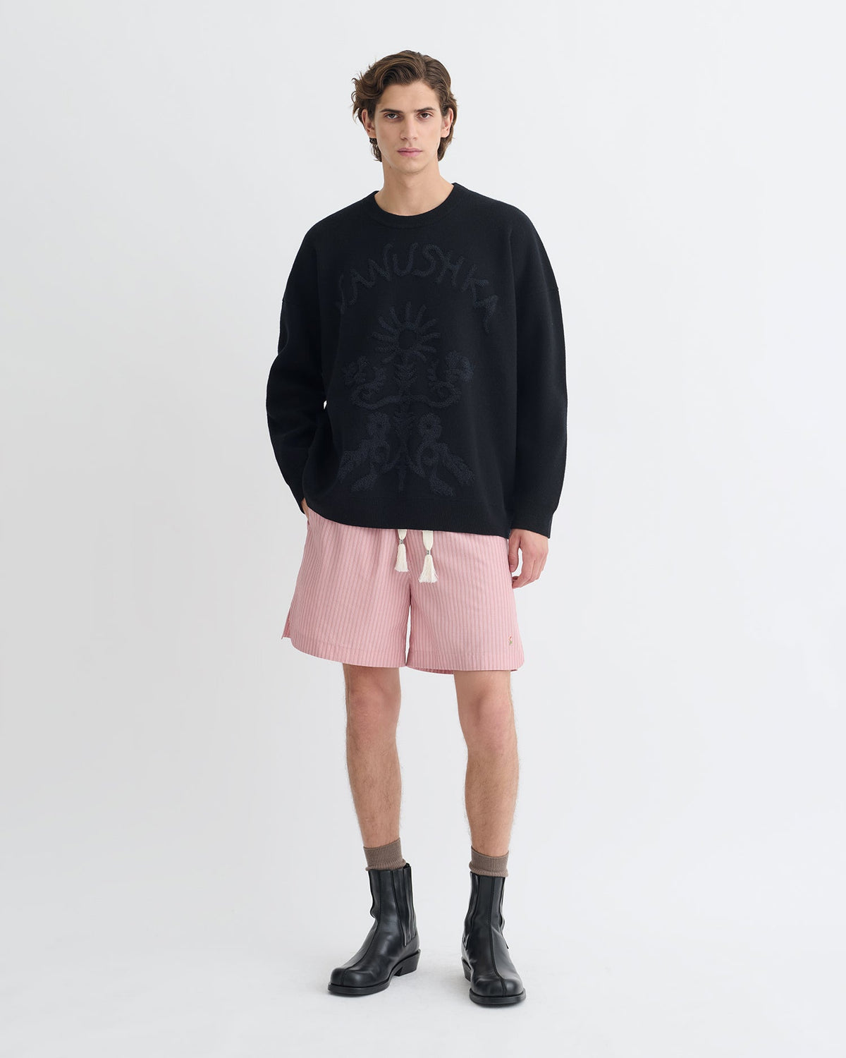 Oswin Merino sweater - Black/Off Black Papercut | Nanushka
