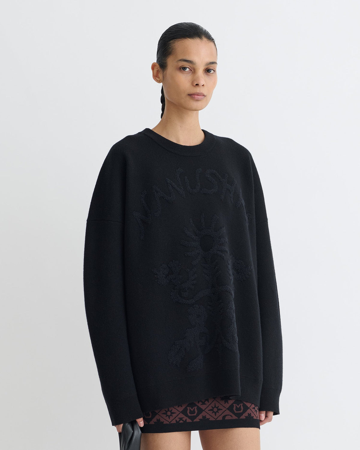 Oswin Merino sweater - Black/Off Black Papercut | Nanushka