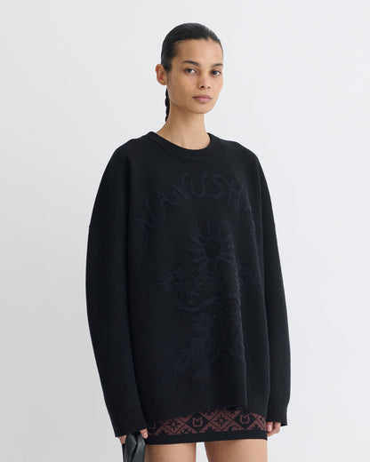 Oswin Merino sweater - Black/Off Black Papercut | Nanushka