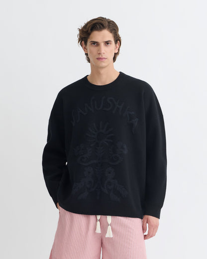Oswin Merino sweater - Black/Off Black Papercut | Nanushka