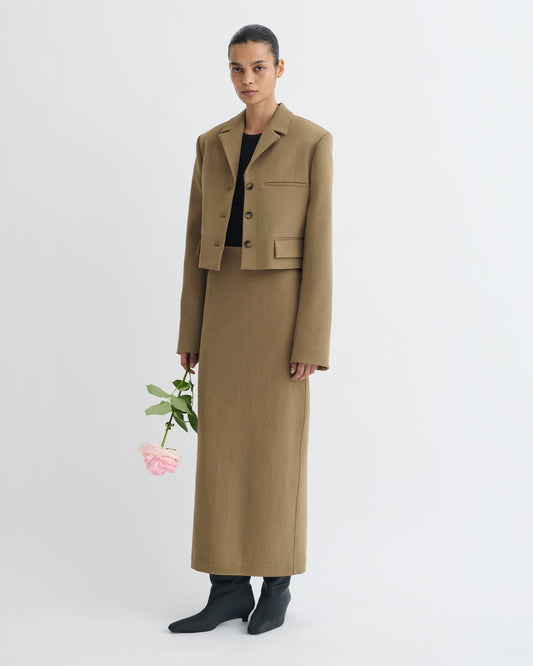Nya Paper Jersey Midi Skirt - Brown | Nanushka