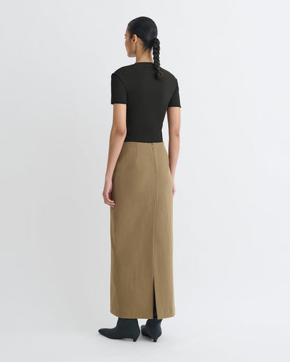Nya Paper Jersey Midi Skirt - Brown | Nanushka