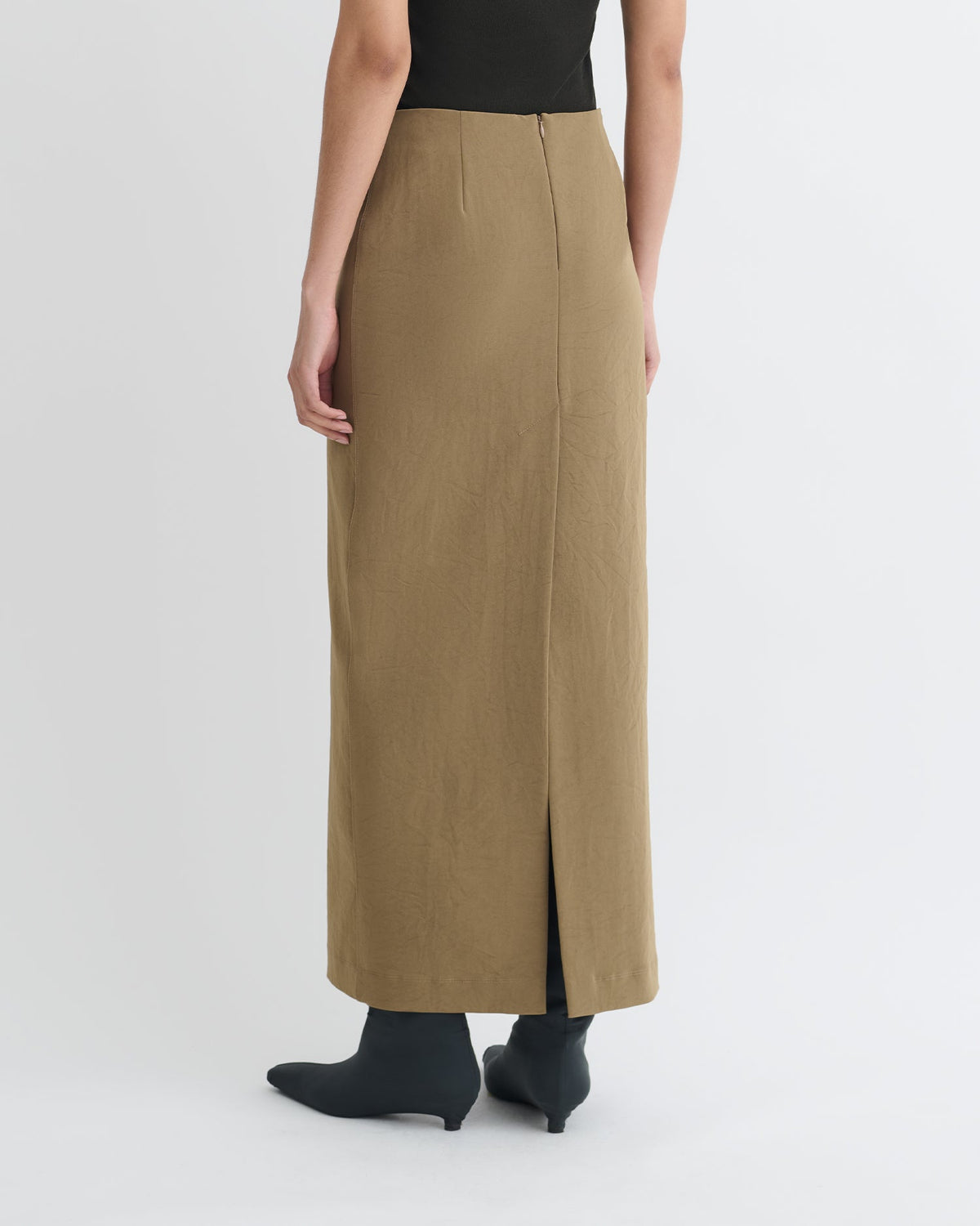 Nya Paper Jersey Midi Skirt - Brown | Nanushka