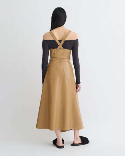 Neith Draped Okobor™ Alt-Leather Skirt - Oak | Nanushka