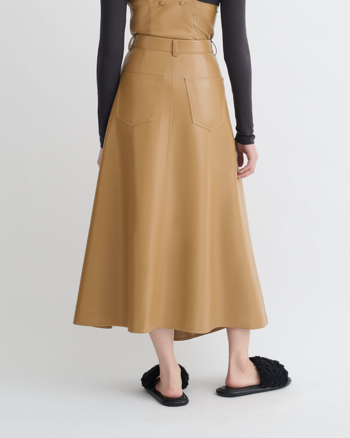 Neith Draped Okobor™ Alt-Leather Skirt - Oak | Nanushka