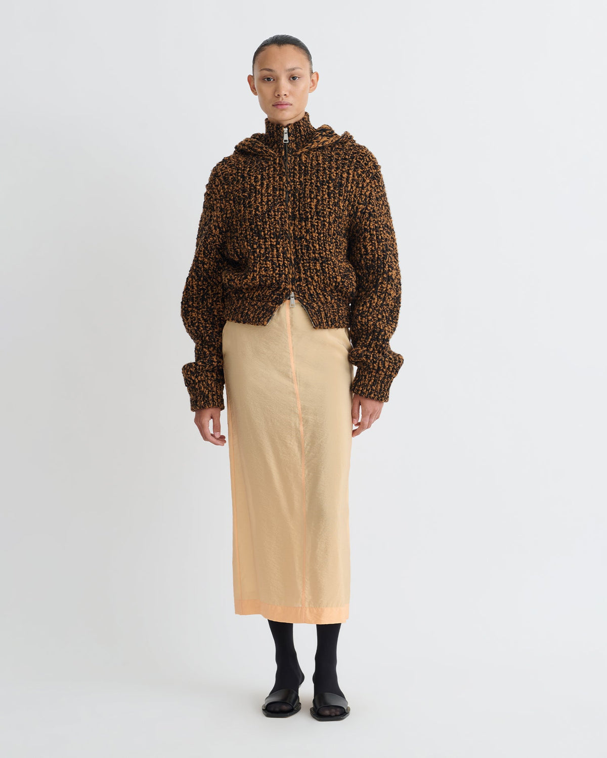 Ciar Crepe Organza Mid-Length Skirt - Apricot | Nanushka