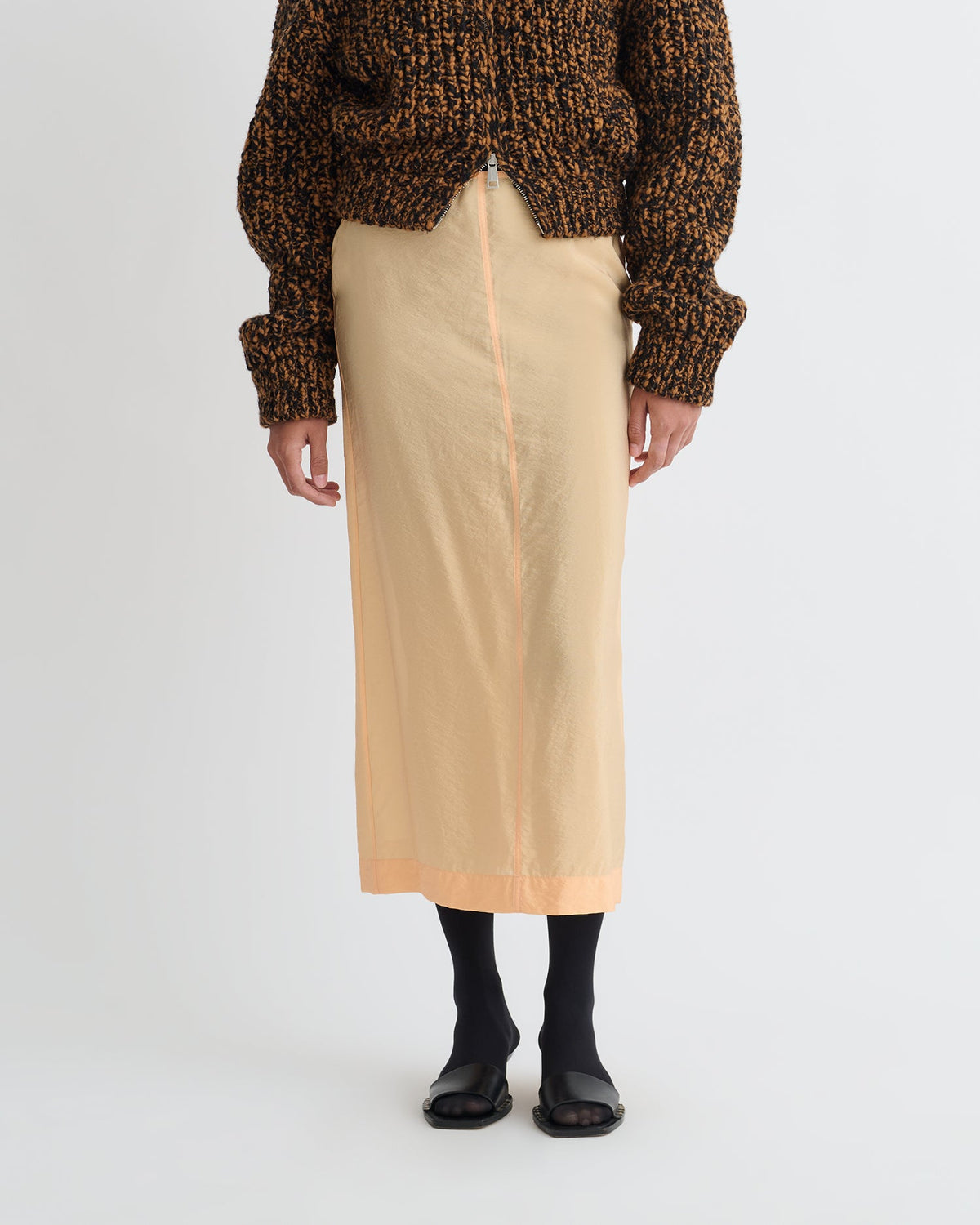 Ciar Crepe Organza Mid-Length Skirt - Apricot | Nanushka