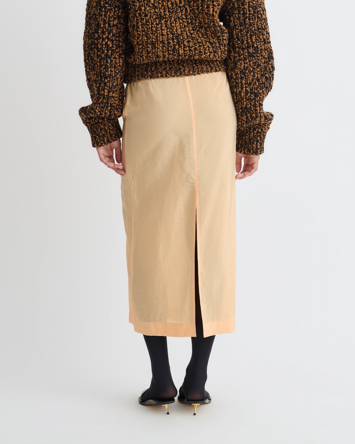 Ciar Crepe Organza Mid-Length Skirt - Apricot | Nanushka