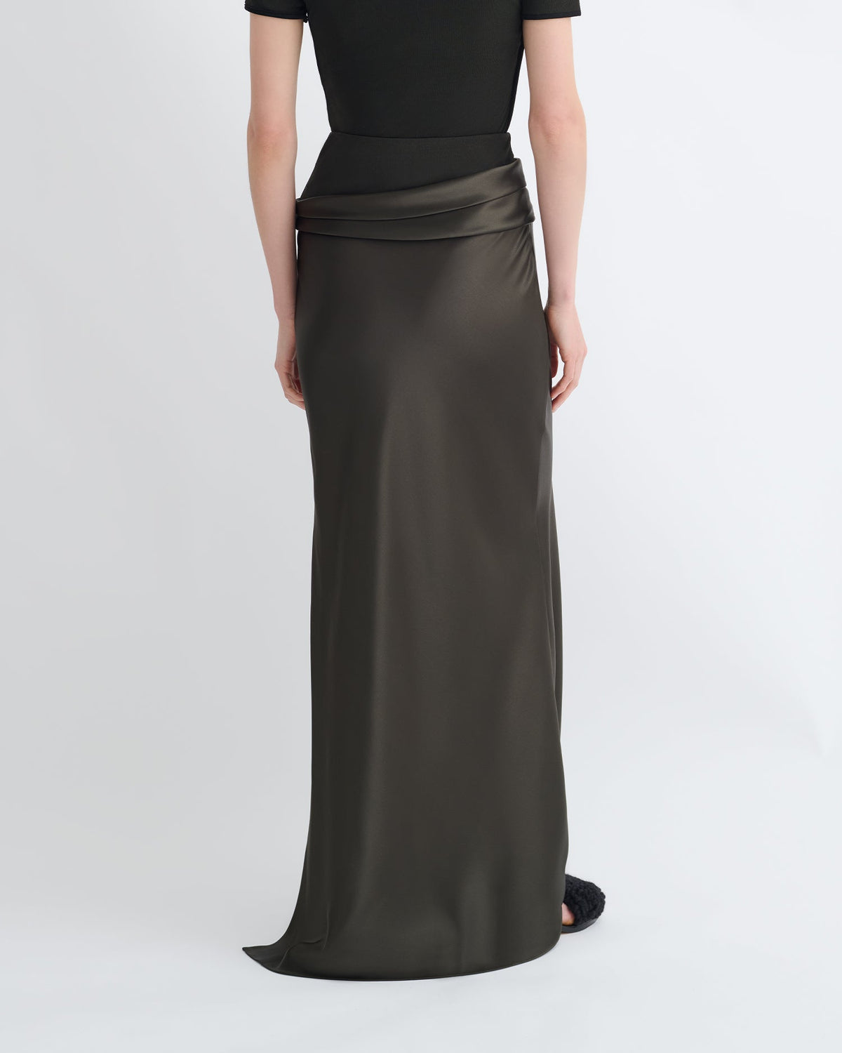 Letto Mesh Jersey and Slip Satin Skirt - Dark Green/Anthracite | Nanushka