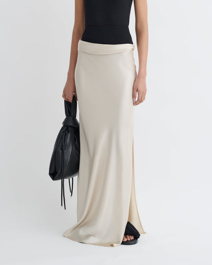 Letto Mesh Jersey and Slip Satin Skirt - Creme/Black | Nanushka