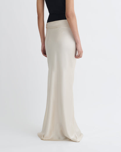 Letto Mesh Jersey and Slip Satin Skirt - Creme/Black | Nanushka