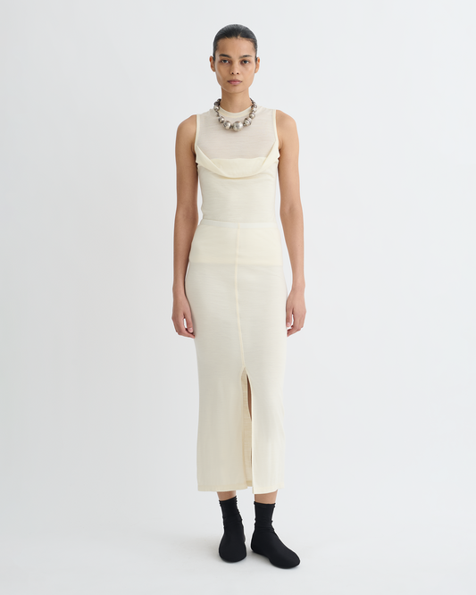 Rafa Wool Jersey Midi Skirt - Creme | Nanushka