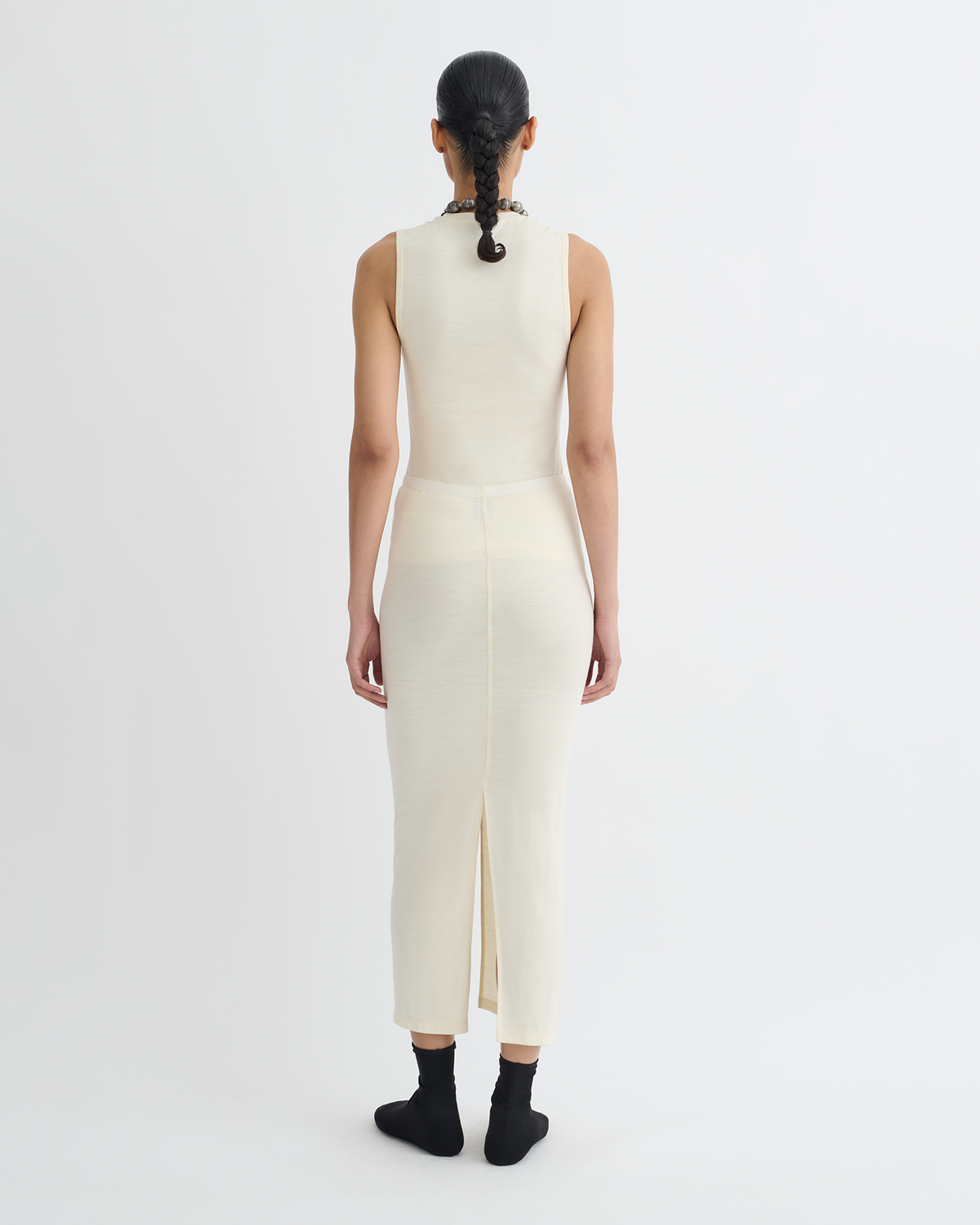 Rafa Wool Jersey Midi Skirt - Creme | Nanushka