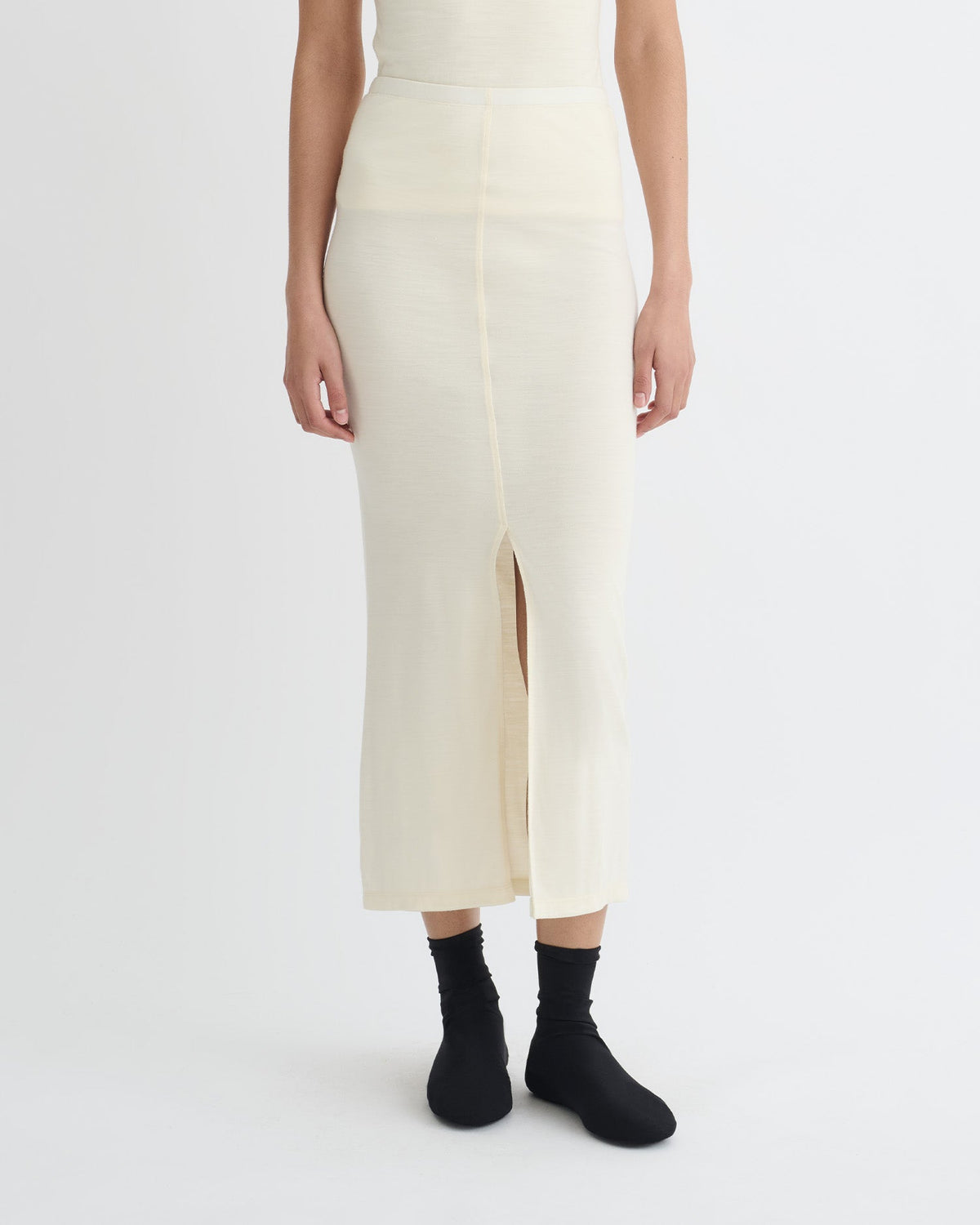 Rafa Wool Jersey Midi Skirt - Creme | Nanushka
