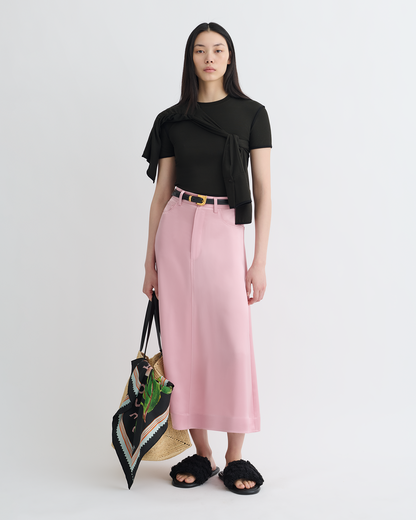 Cintia Slip Satin Midi Skirt - Pink | Nanushka