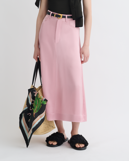Cintia Slip Satin Midi Skirt - Pink | Nanushka